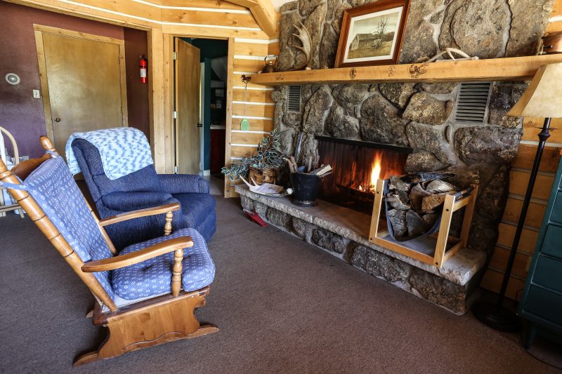 A picture of Eagle room's fireplace.