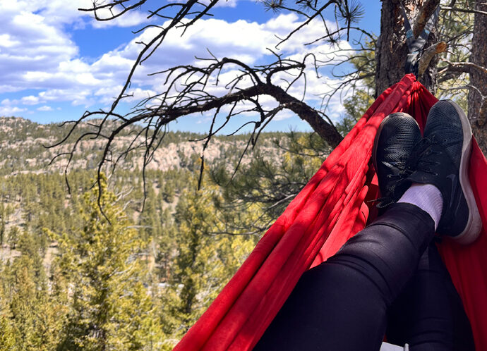 resting in a hammock